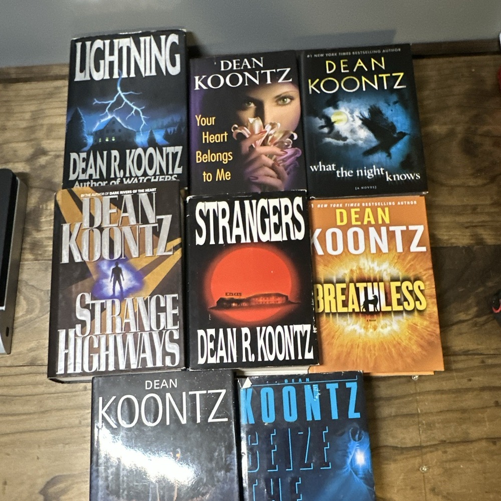 Dean Koontz Hardcover Book Lot Lightning Strangers Breathless w/ Dust Jackets